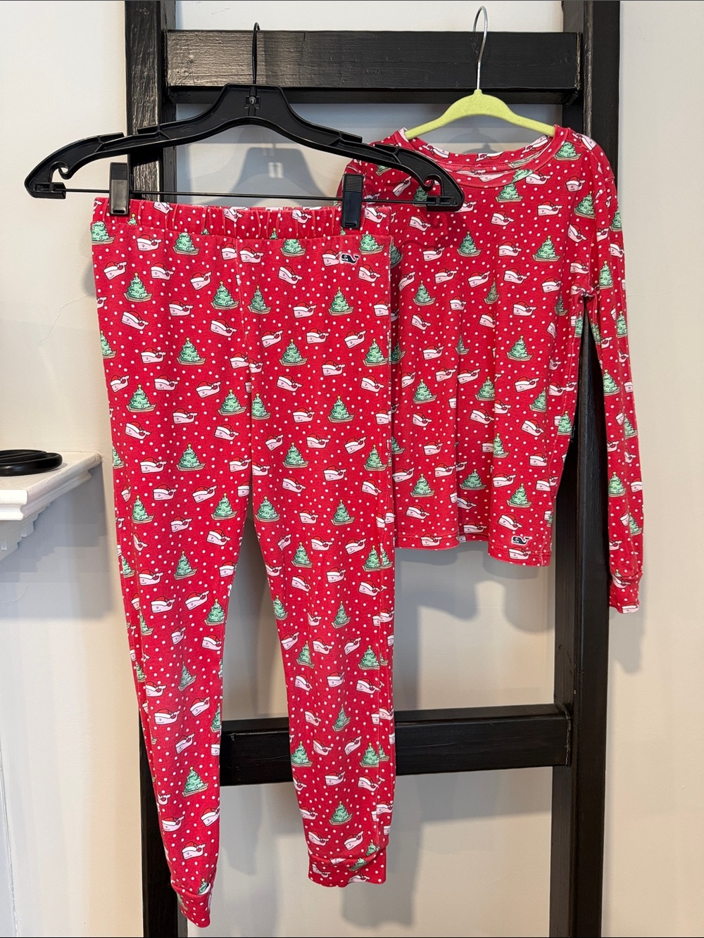 Vineyard Vines Red Holiday Tree & Santa Kids Pajama Set